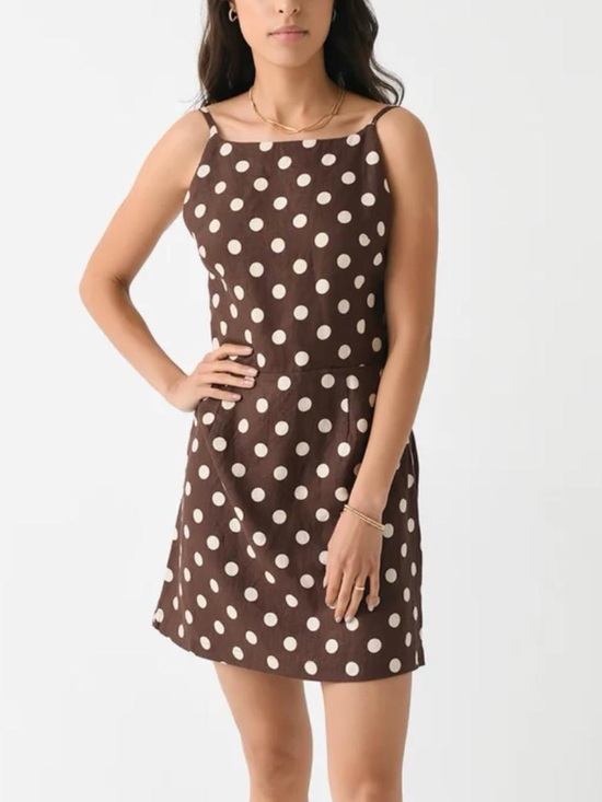 Posse Dresses & Skirts - POSSE Women’s Brown Polka Dot Sleeveless Dress